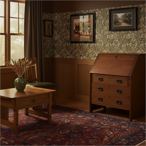 Crafters and Weavers Arts and Crafts Wood Secretary Desk in Brown