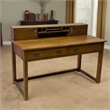 Crafters and Weavers Arts and Crafts Wood Library Table with Hutch in Walnut
