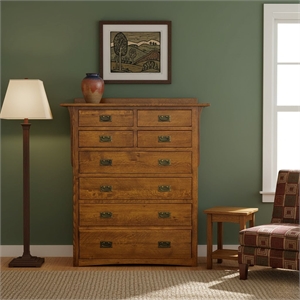 Crafters and Weavers Craftsman 8-Drawer Solid Wood Dresser in Cherry