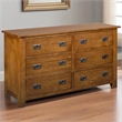 Crafters and Weavers Craftsman Mission 6-Drawer Solid Wood Dresser in Cherry