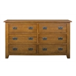 Crafters and Weavers Craftsman Mission 6-Drawer Solid Wood Dresser in Cherry