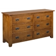 Crafters and Weavers Craftsman Mission 6-Drawer Solid Wood Dresser in Cherry
