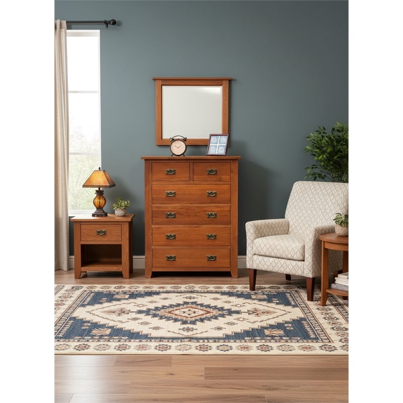 Crafters and Weavers Craftsman Mission 6-Drawer Solid Wood Dresser in Walnut