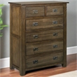 Crafters and Weavers Craftsman Mission 6-Drawer Solid Wood Dresser in Walnut