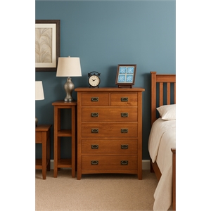 Crafters and Weavers Craftsman Mission 6-Drawer Solid Wood Dresser in Walnut
