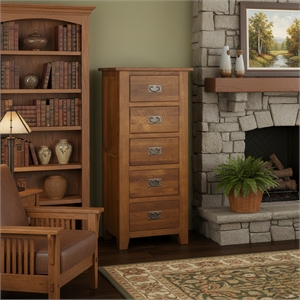 Crafters and Weavers Craftsman Mission 5-Drawer Solid Wood Dresser in Cherry