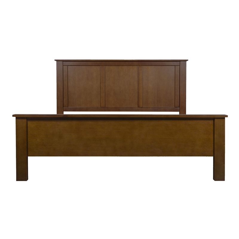 Crafters and Weavers Craftsman Mission Solid Wood Queen Panel Bed in Walnut