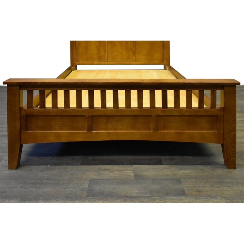 Crafters and Weavers Craftsman Mission Solid Wood King Bed with Slats in Cherry