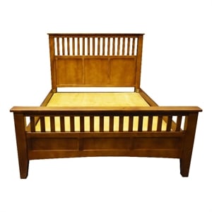 Crafters and Weavers Craftsman Mission Solid Wood King Bed with Slats in Cherry