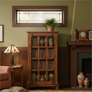 Crafters and Weavers Arts and Crafts 32.5&quot Wood Display Bookcase in Walnut