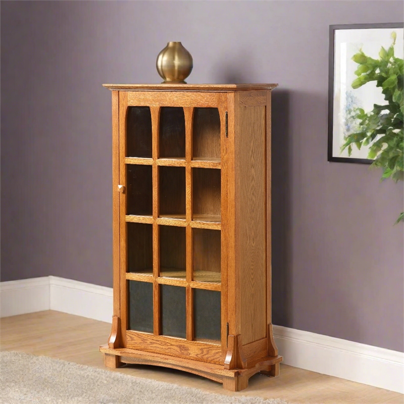 Crafters and Weavers Arts and Crafts Wood Display Bookcase in Cherry