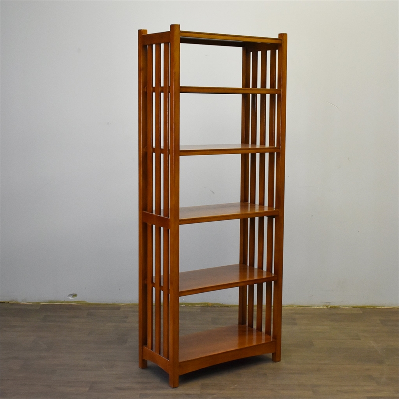 Crafters and Weavers Arts and Crafts Wood Bookcase in Cherry Finish