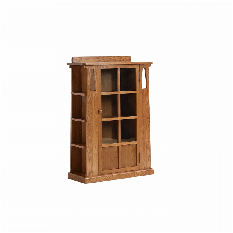 Crafters and Weavers Arts and Crafts 1 Door Wood Bookcase in Cherry