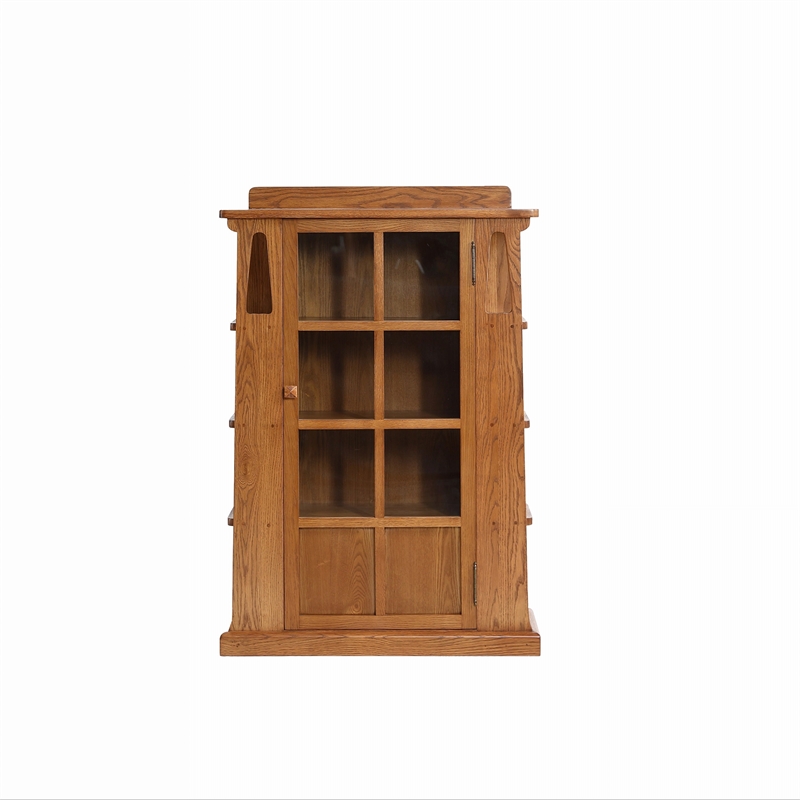 Crafters and Weavers Arts and Crafts 1 Door Wood Bookcase in Cherry