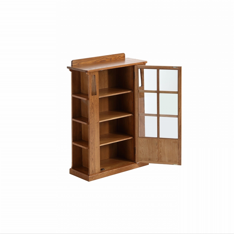 Crafters and Weavers Arts and Crafts 1 Door Wood Bookcase in Cherry