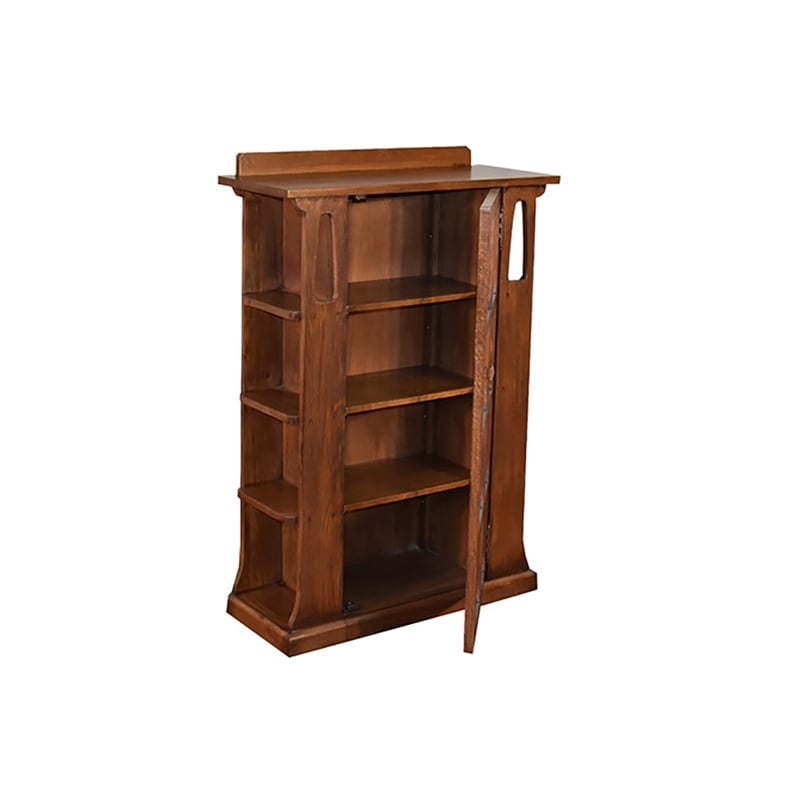 Crafters and Weavers Arts and Crafts Wood Bookcase w/ Side Shelves in Walnut