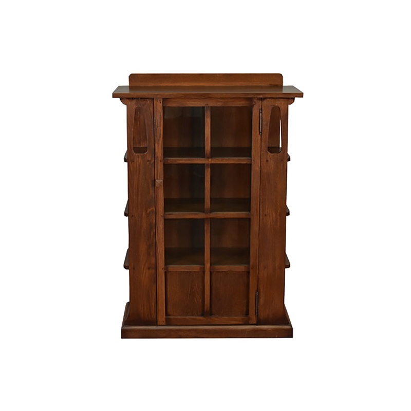Crafters and Weavers Arts and Crafts Wood Bookcase w/ Side Shelves in Walnut