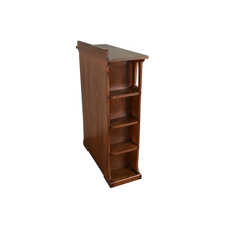 Crafters and Weavers Arts and Crafts Wood Bookcase w/ Side Shelves in Walnut