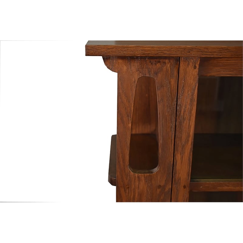 Crafters and Weavers Arts and Crafts Wood Bookcase w/ Side Shelves in Walnut