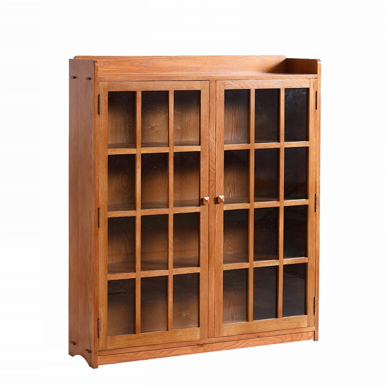 Crafters and Weavers Arts and Crafts 2-Door Wood Bookcase in Cherry