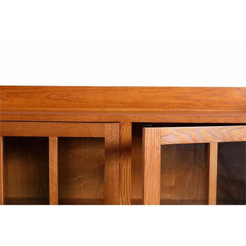 Crafters and Weavers Arts and Crafts 2-Door Wood Bookcase in Cherry