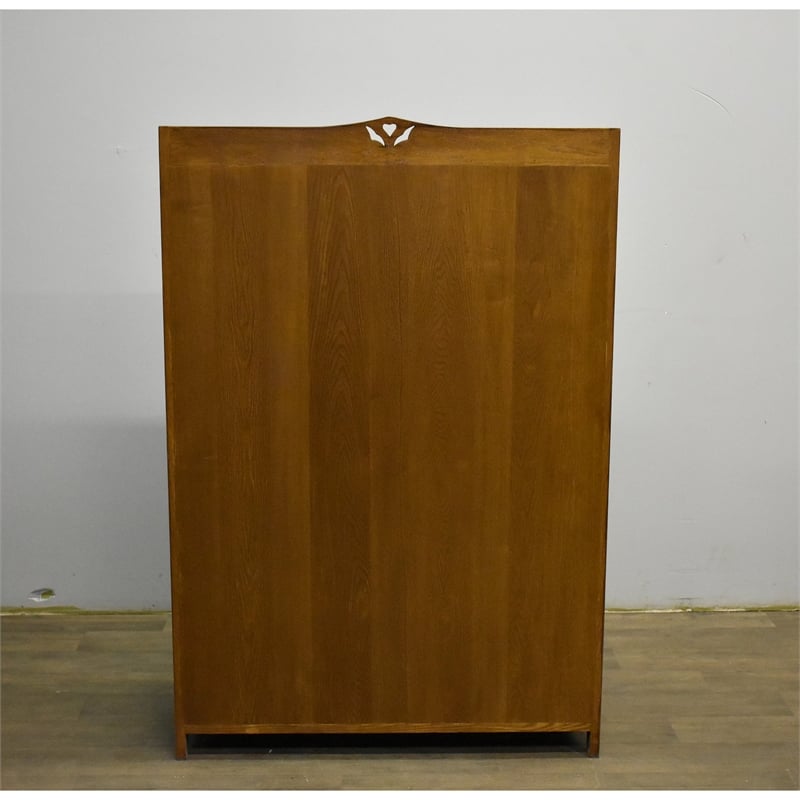 Crafters and Weavers Arts and Crafts Wood Curio Cabinet in Walnut