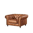 Crafters and Weavers Craftsman Mission Leather Arm Chair in Light Chestnut