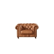 Crafters and Weavers Craftsman Mission Leather Arm Chair in Light Chestnut