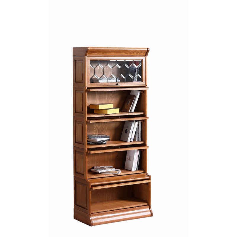 Crafters and Weavers Arts and Crafts 5 Stacks Wood Barrister Bookcase in Walnut
