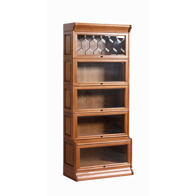 Crafters and Weavers Arts and Crafts 5 Stacks Wood Barrister Bookcase in Walnut