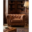 Crafters and Weavers Craftsman Mission Leather Arm Chair in Brown