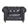 Crafters and Weavers Craftsman Mission Leather Arm Chair in Black