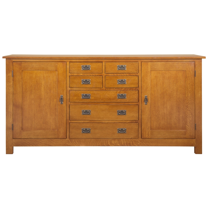 Crafters and Weavers Arts and Crafts 7-Drawer Solid Wood Sideboard in Cherry