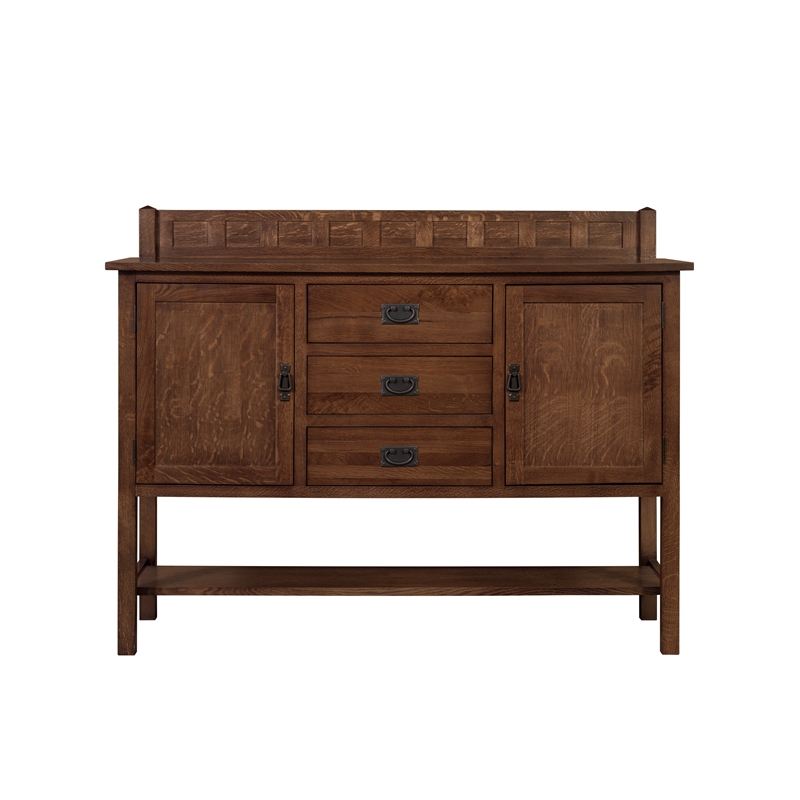 Crafters and Weavers Arts and Crafts 2-Door Solid Wood Sideboard in Walnut