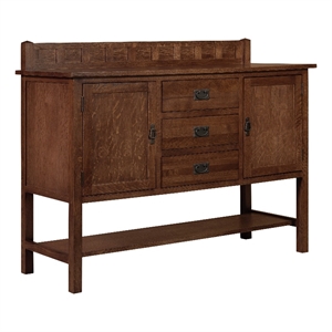 Crafters and Weavers Arts and Crafts 2-Door Solid Wood Sideboard in Walnut