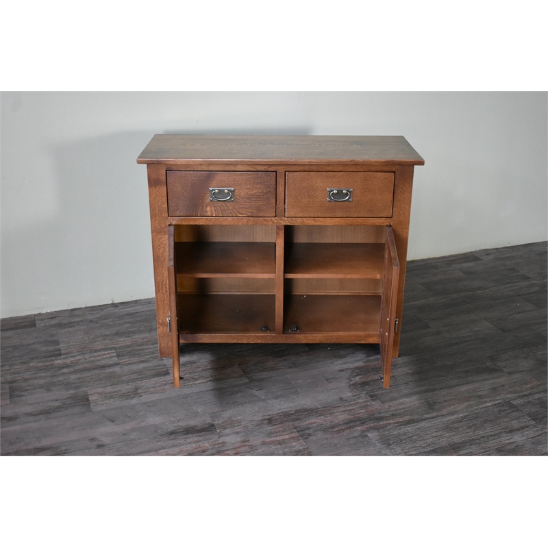Crafters and Weavers Arts and Crafts 2-Door Solid Wood Cabinet in Walnut