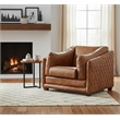 Crafters and Weavers Waco Contemporary Italian Leather Arm Chair in Light Brown