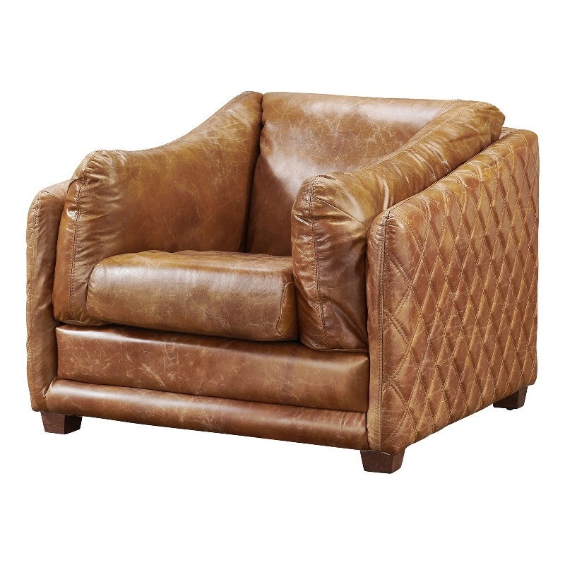 Crafters and Weavers Waco Contemporary Italian Leather Arm Chair in Slate