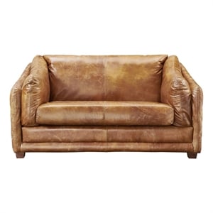 Crafters and Weavers Waco Contemporary Italian Leather Loveseat in Slate