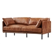 Crafters and Weavers Venezia Contemporary Leather Loveseat in Light Brown