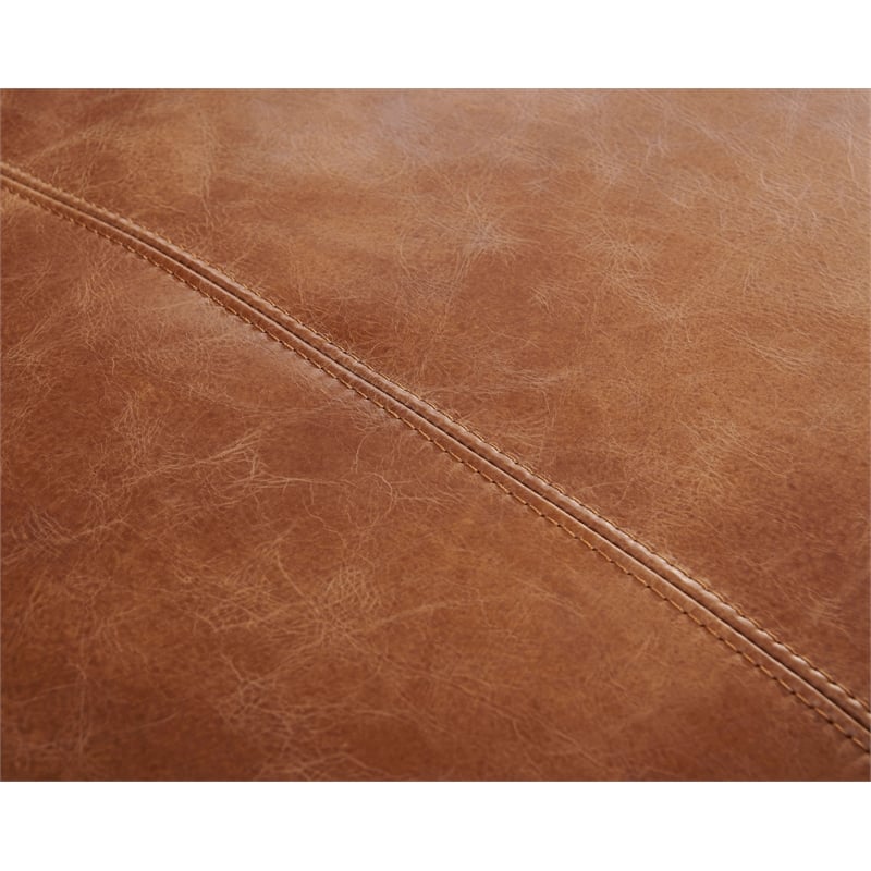 Crafters and Weavers Venezia Contemporary Leather Loveseat in Light Brown
