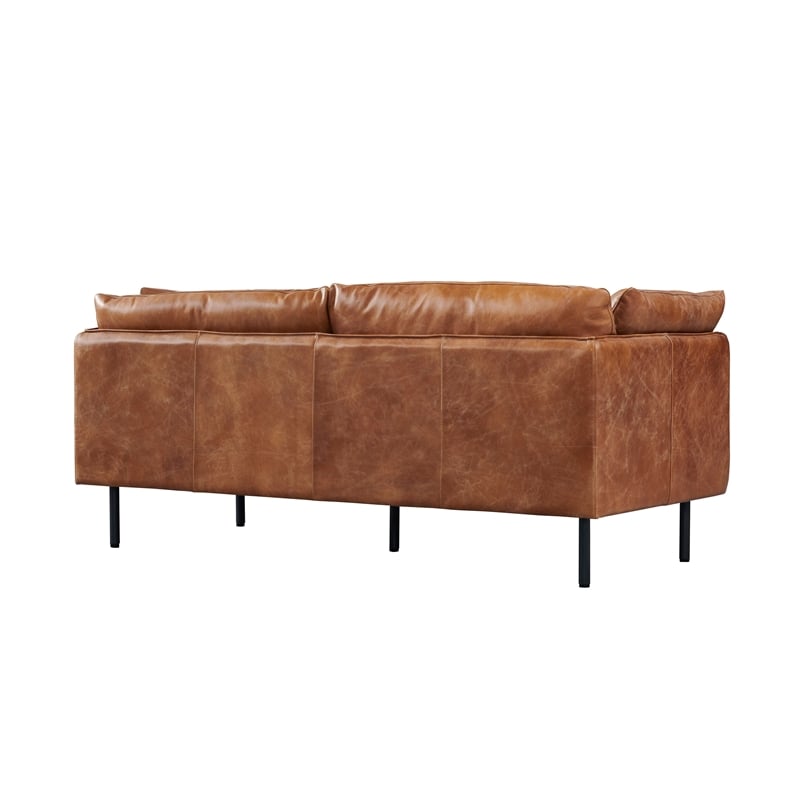 Crafters and Weavers Venezia Contemporary Leather Loveseat in Light Brown