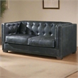 Crafters and Weavers Tuxedo Contemporary Italian Leather Loveseat in Slate