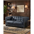 Crafters and Weavers Tuxedo Contemporary Italian Leather Loveseat in Slate