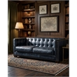 Crafters and Weavers Tuxedo Contemporary Italian Leather Sofa in Slate