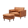 Crafters and Weavers Alamo Contemporary Italian Leather Arm Chair in Light Brown