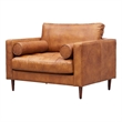 Crafters and Weavers Alamo Contemporary Italian Leather Arm Chair in Light Brown