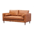 Crafters and Weavers Alamo Contemporary Italian Leather Loveseat in Light Brown