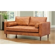 Crafters and Weavers Alamo Contemporary Italian Leather Loveseat in Light Brown