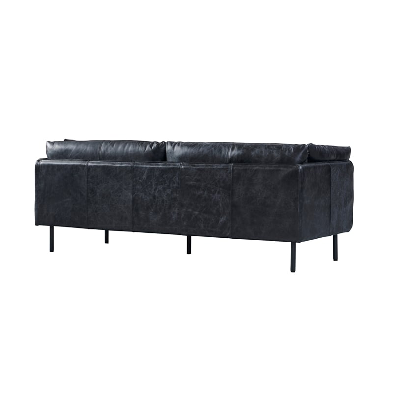Crafters and Weavers Venezia Contemporary Leather Sofa in Slate